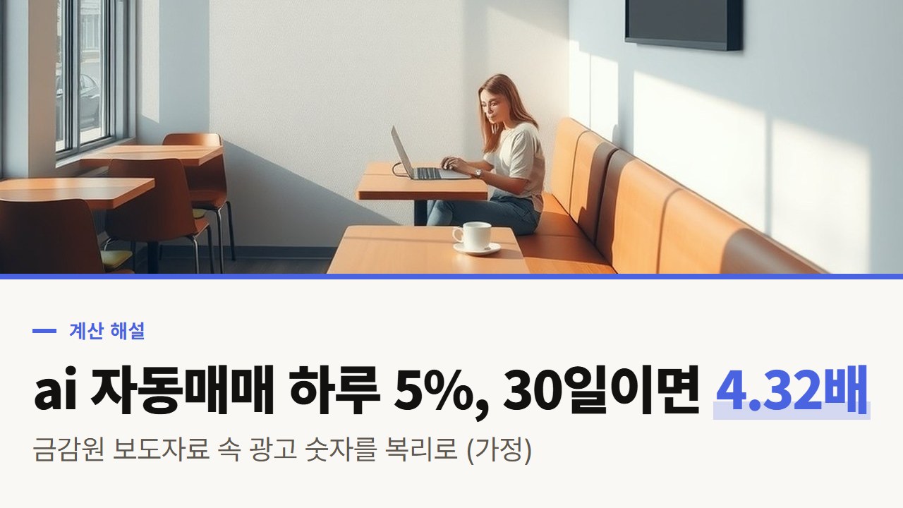 ai 자동매매 광고의 하루 5%, 30일 복리로 계산하면 4.3배