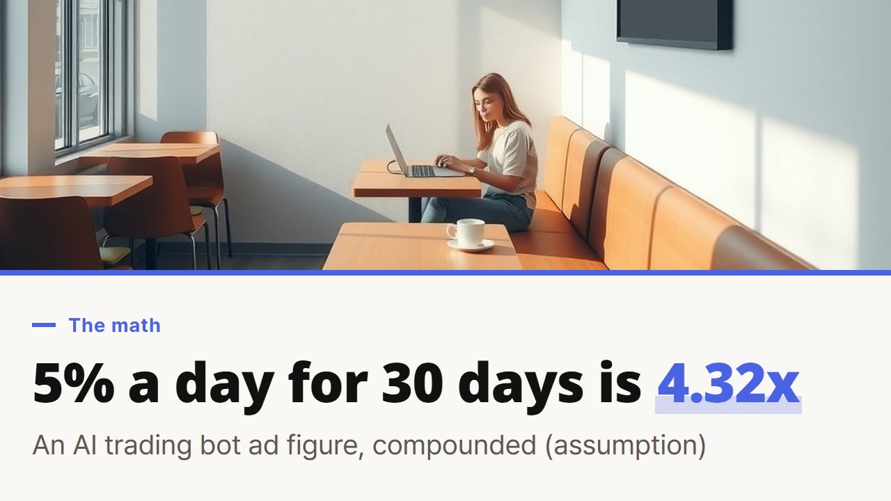 AI Trading Bot Claims of 5% a Day: 30 Days of Compounding Makes 4.3x