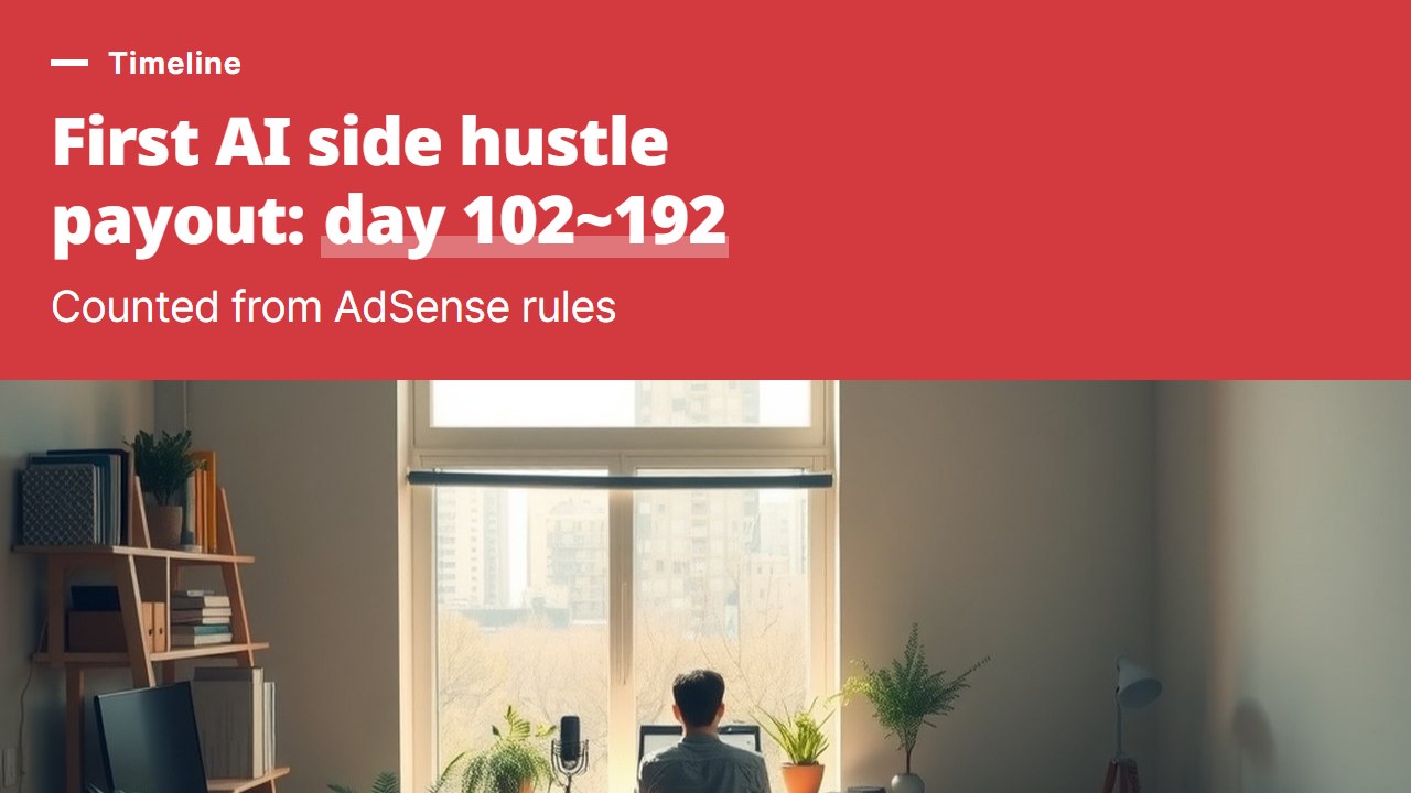 AI automation side hustle: counting the days to a first payout with AdSense and YouTube rules