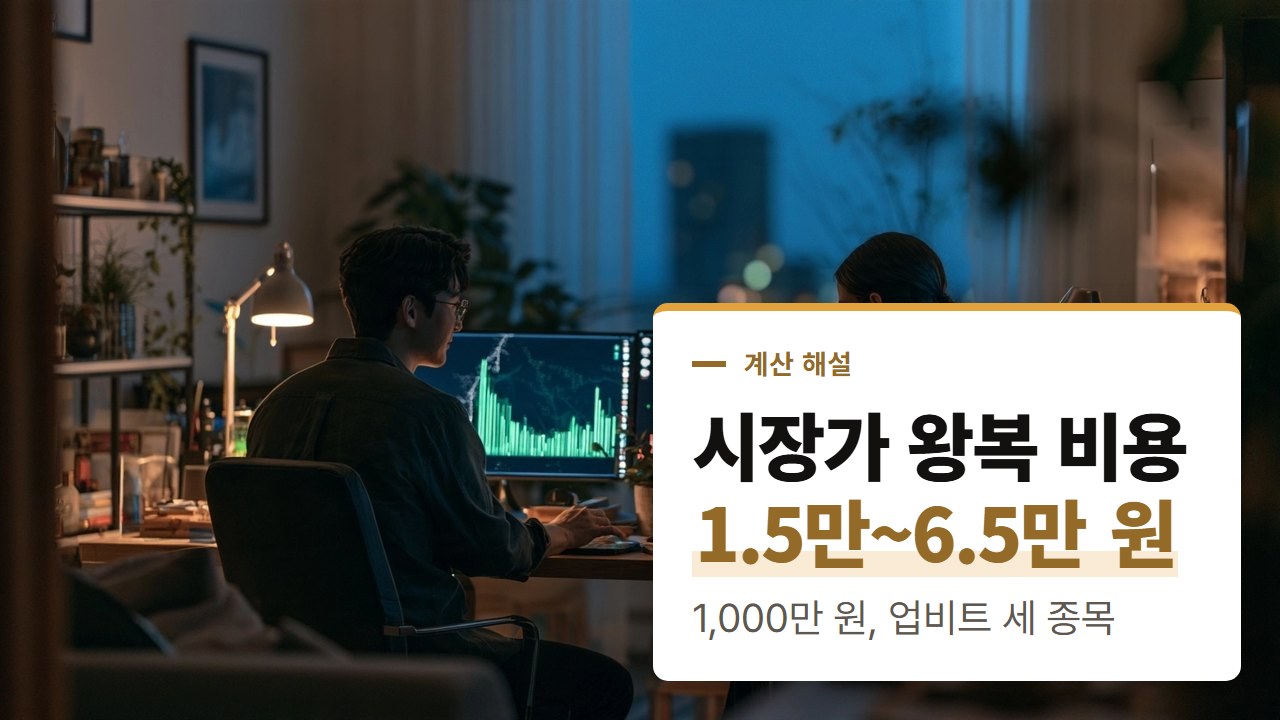 가상화폐 자동매매 프로그램, 시장가로 사고팔 때 종목마다 호가창이 가져가는 돈의 차이를 업비트 호가로 계산
