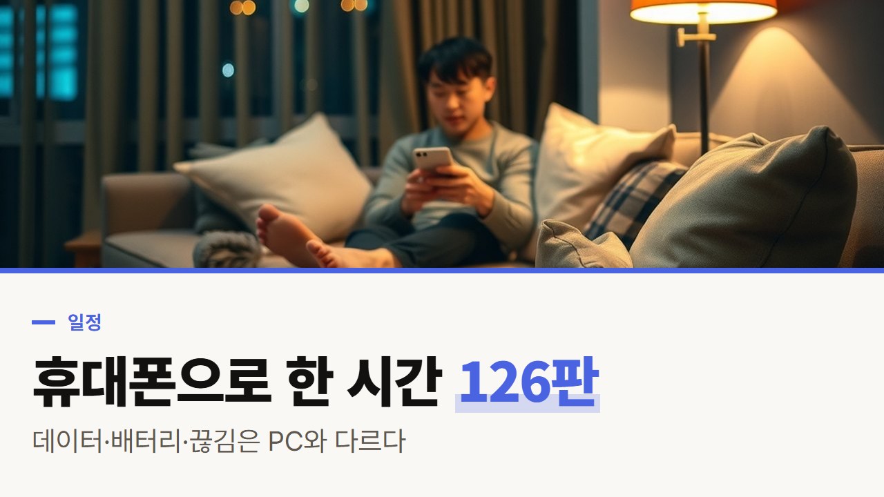 모바일 바카라 사이트, 휴대폰으로 한 시간 126판을 칠 때 PC와 달라지는 데이터·배터리·끊김