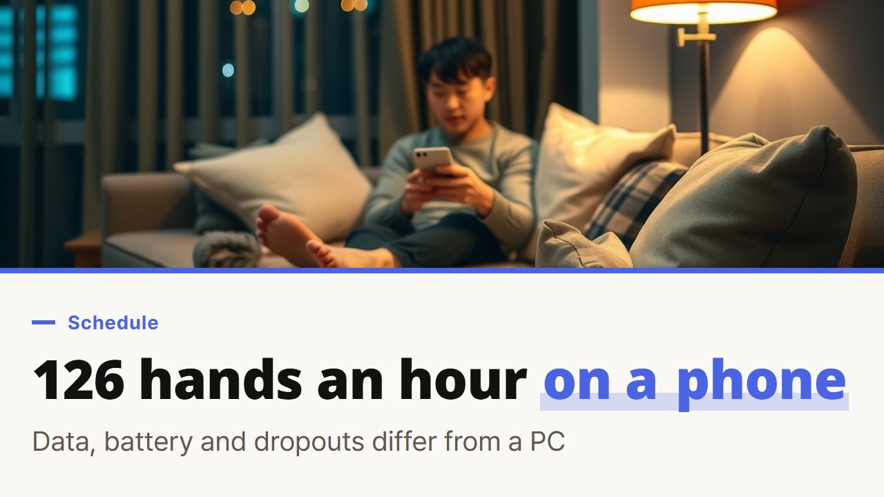 Mobile baccarat site vs PC: what changes in data, battery and dropouts over 126 hands an hour on a phone