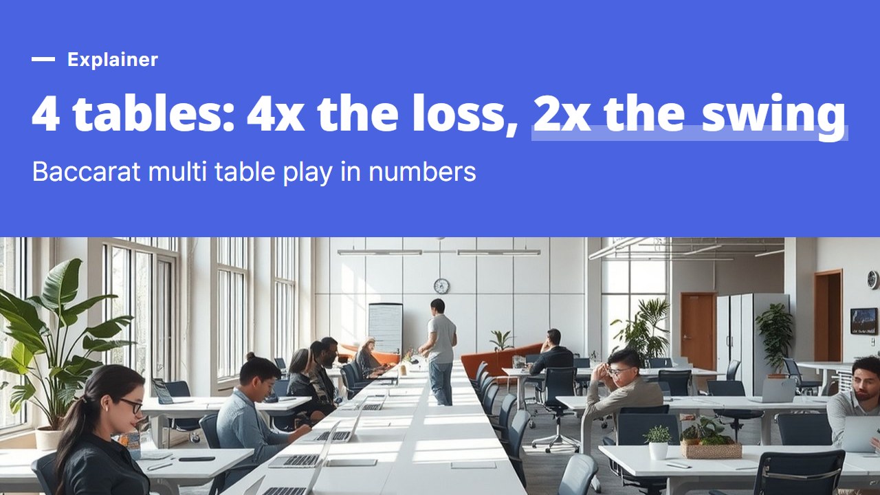 Baccarat multi table play: 4 tables mean 4 times the expected loss and twice the swing