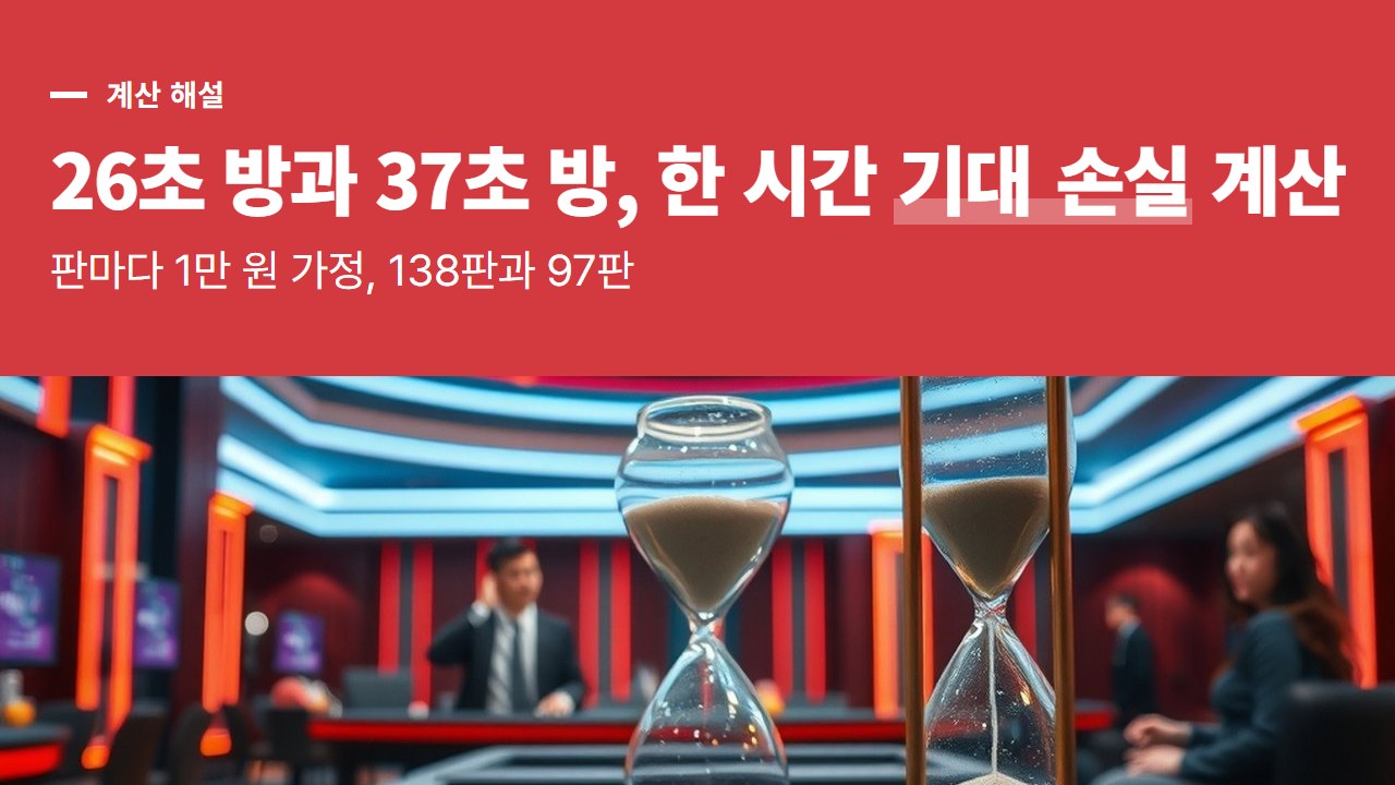 바카라 사이트 속도, 한 판 26초 방은 시간당 138판, 37초 방은 97판: 1만 원씩 걸면 한 시간에 빠지는 기대 손실 계산