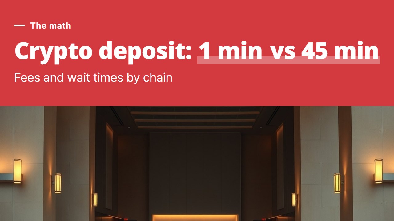 Crypto casino deposit times run from about 1 minute on Tron to 45 minutes on Bitcoin, and a fixed fee weighs most on small deposits