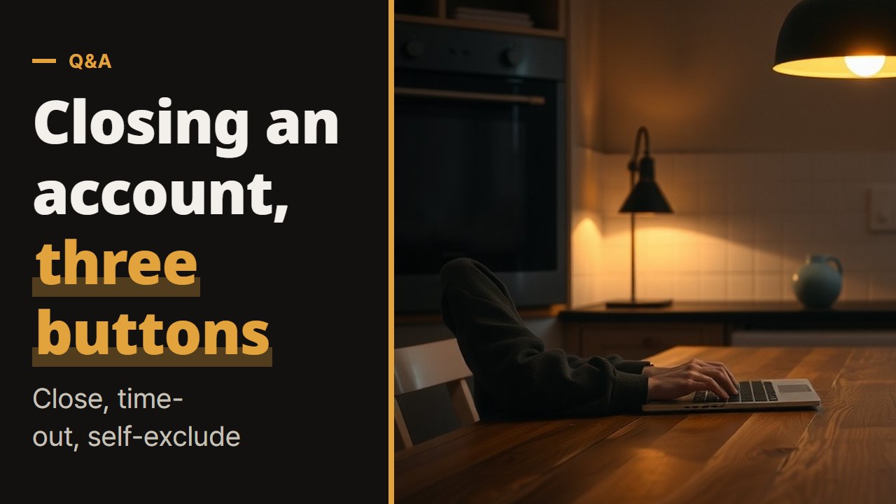How to close casino account access the right way, and why closing, a time-out and self-exclusion handle your balance differently
