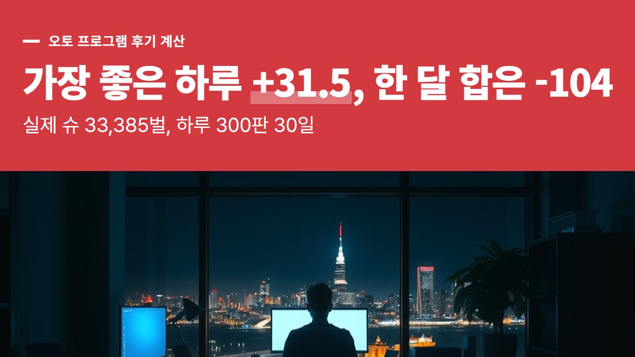 바카라 오토 프로그램 후기, 한 달 합이 -104단위인 달에도 가장 좋은 하루는 +31단위