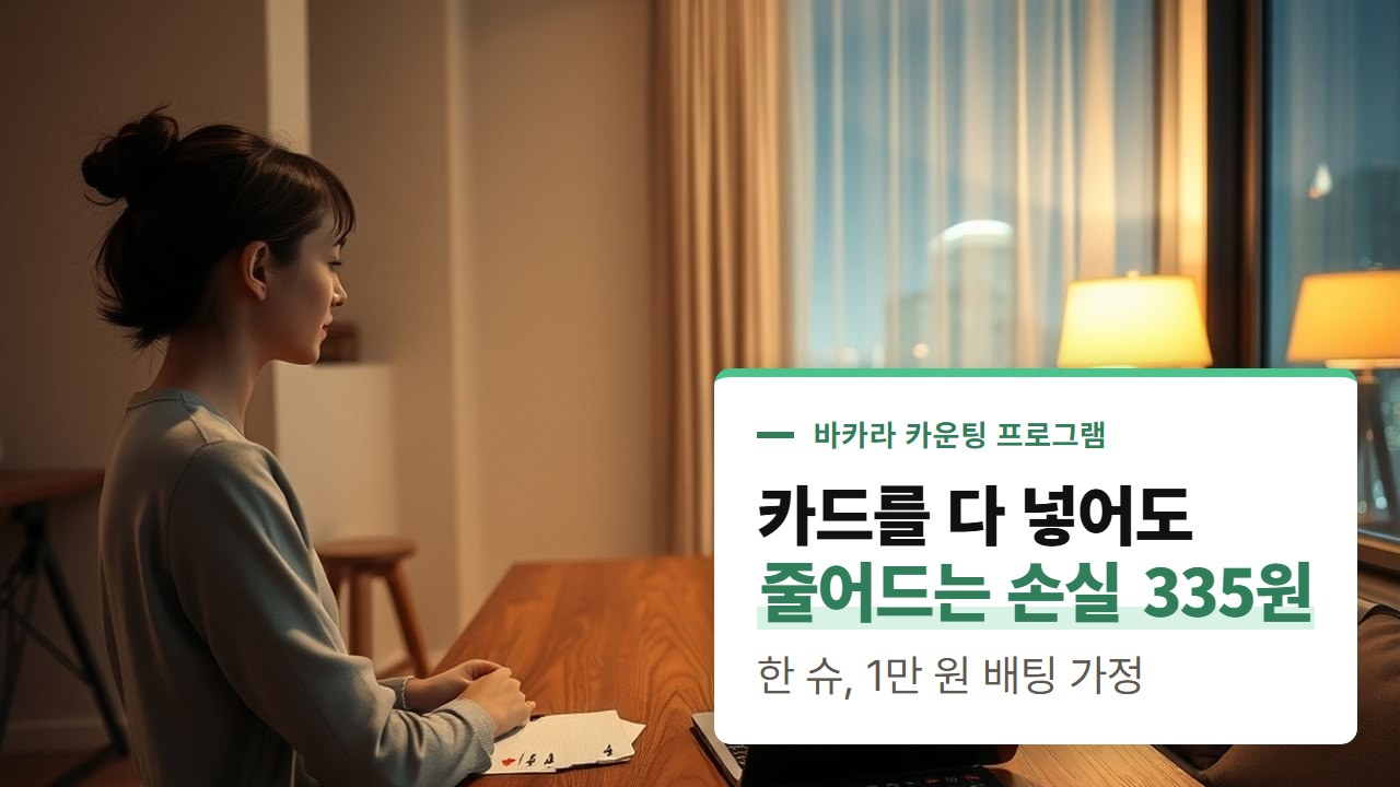 바카라 카운팅 프로그램, 카드를 끝까지 입력해도 한 슈에 줄어드는 손실은 몇백 원입니다