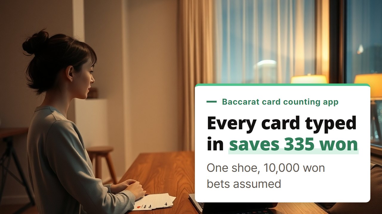 Baccarat card counting app, typing in every card of a shoe cuts the expected loss by only a few hundred won