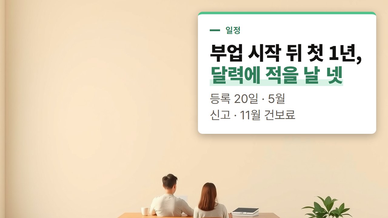 부업 추천 2026, 시작한 뒤 첫 1년 동안 신고하고 확인할 날짜를 달력 순서로 적은 일정표