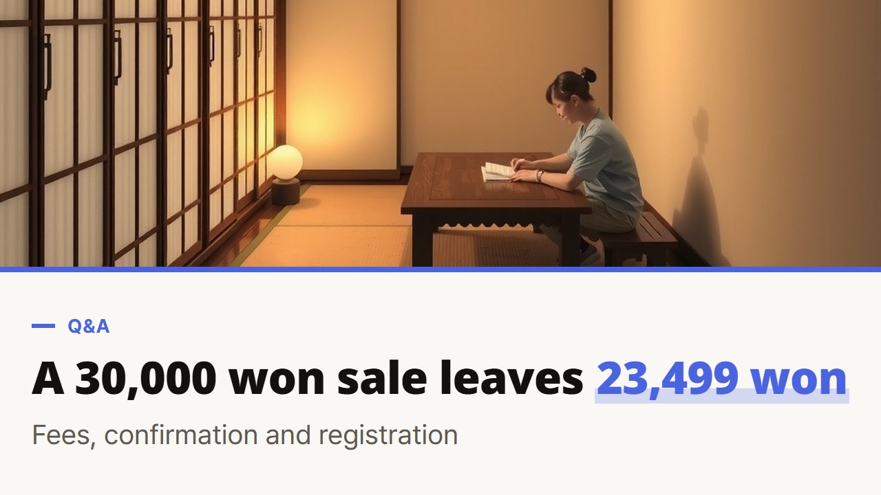 Astrology side hustle with AI: a 30,000 won reading sold on Kmong leaves 23,499 won, with fees, confirmation and registration in Q&A