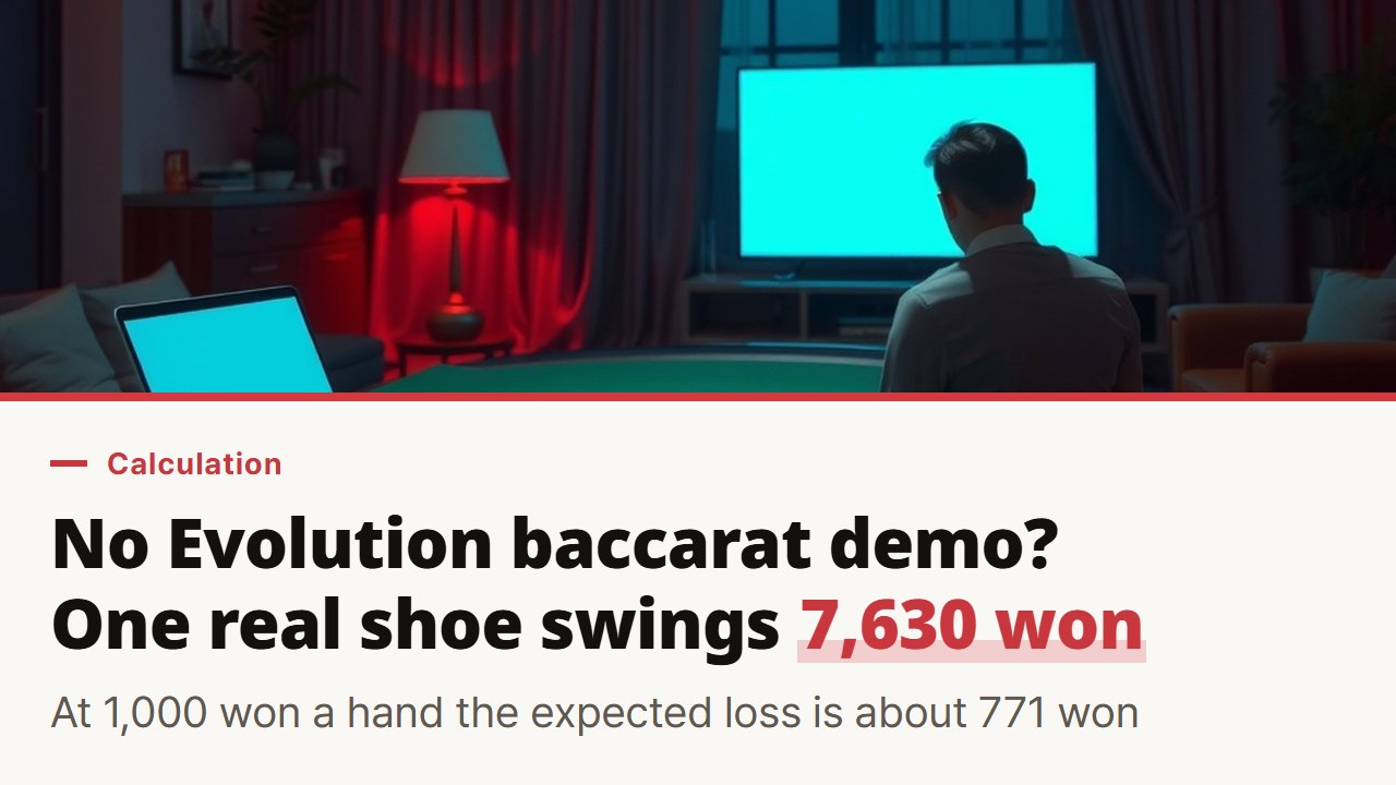 Evolution baccarat demo, or one real shoe at 1,000 won a hand: a 771 won expected loss next to a 7,630 won swing