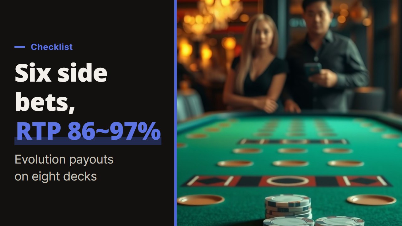 Baccarat side bets checklist, six Evolution payouts worked out on eight decks before you bet