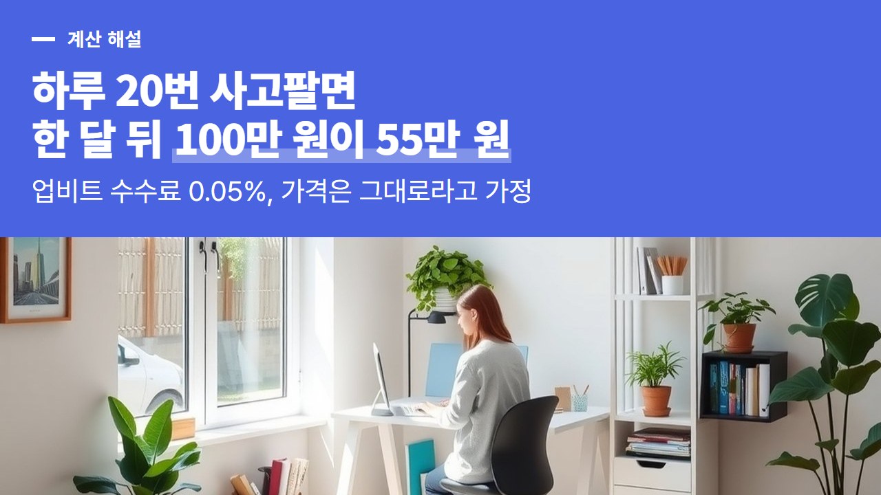 자동매매 프로그램 만들기, 코드보다 먼저 할 수수료 계산 (하루 20번 거래 가정)