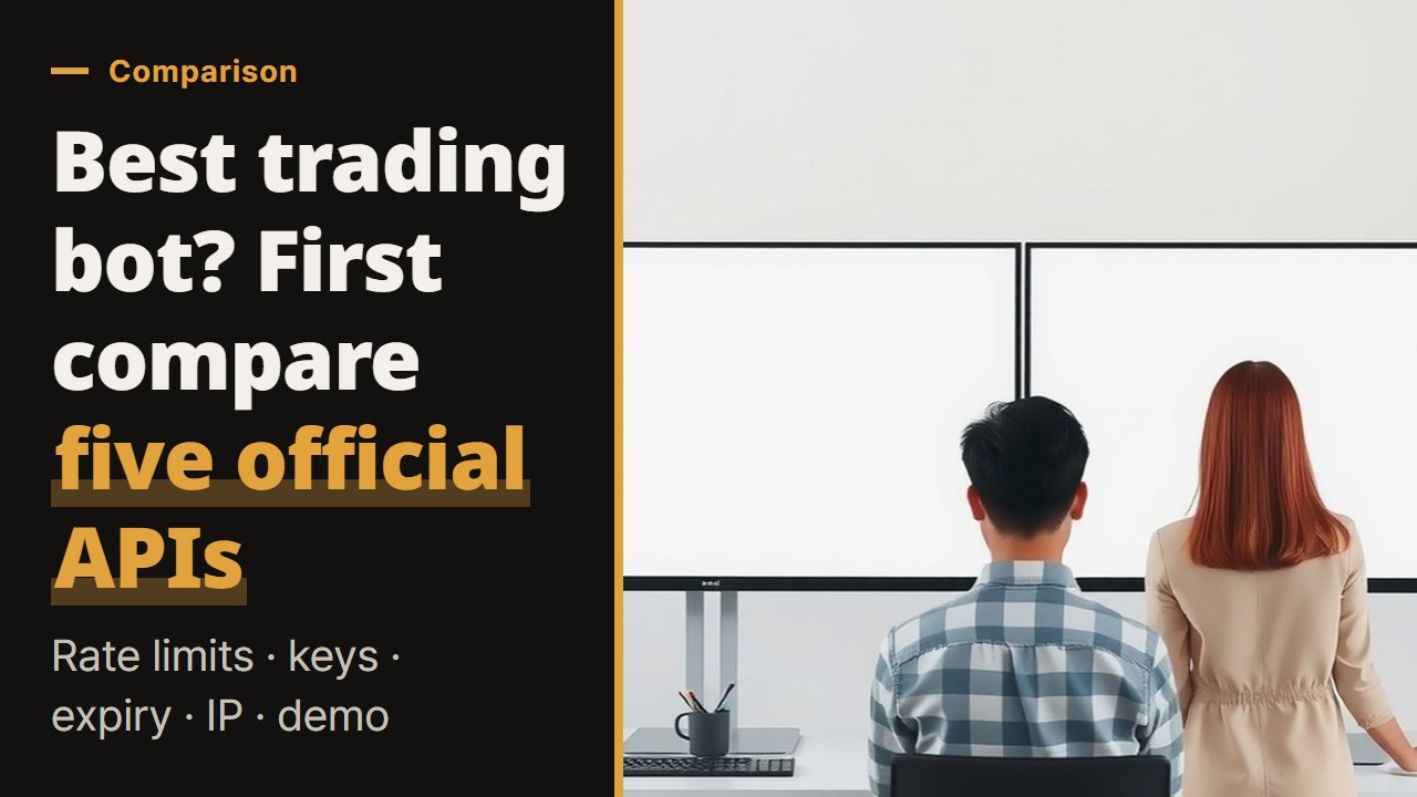 Best trading bot? Before picking one, compare the official API rules of five exchanges on rate limits, tokens, key expiry, IP and demo trading