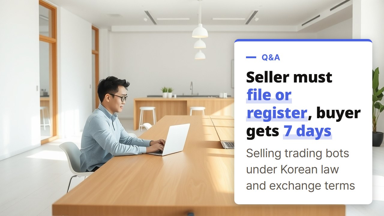 Selling trading bots in Korea, what must the seller register and what can the buyer get back?