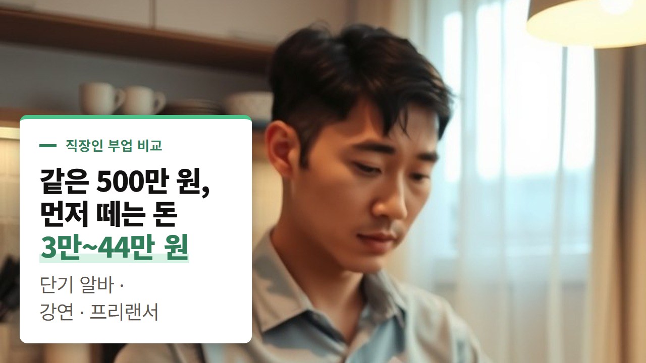 직장인 부업 추천 글에 없는 비교, 단기 알바·강연·프리랜서 소득별 세금과 신고 차이