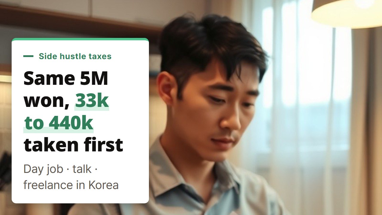 Side hustle taxes for Korean office workers compared, day jobs, one-off talks and freelance income