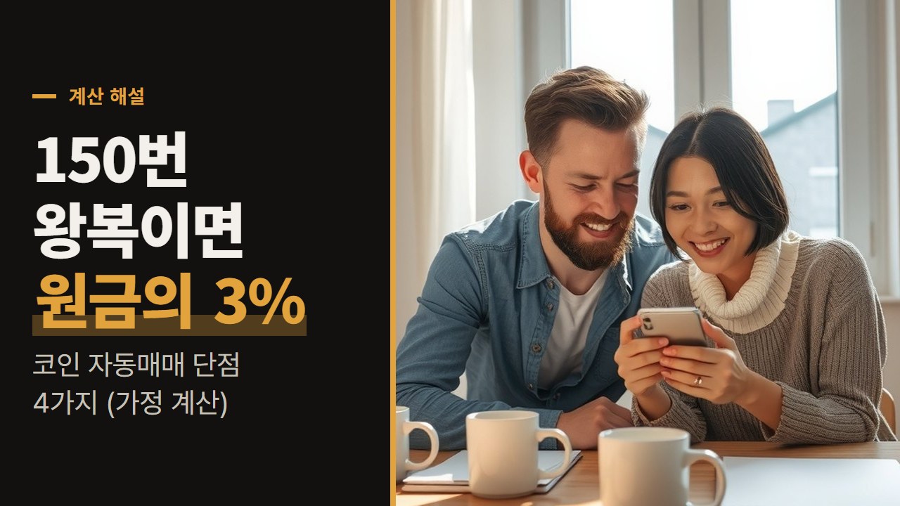 코인 자동매매 단점, 한 달 150번 왕복이면 원금의 3%가 빠지는 계산