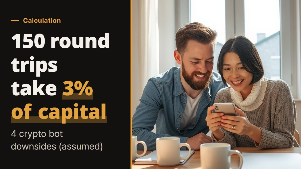 Are crypto bots worth it after costs: 150 round trips a month take 3% of capital