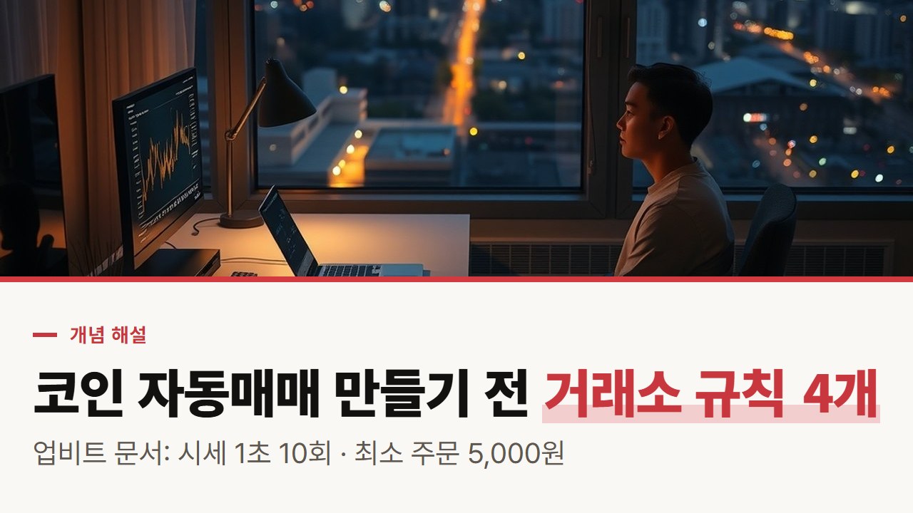 코인 자동매매 만들기 전에 보는 업비트 Open API, 시세 1초 10회와 최소 주문 5,000원의 뜻