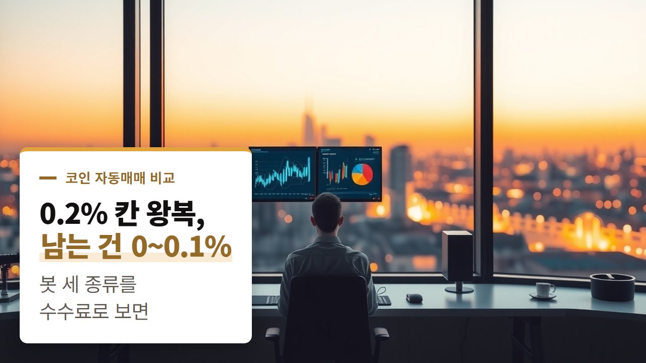 코인 자동매매 봇 비교, 그리드·분할 매수·리밸런싱을 수수료로 나란히 놓으면