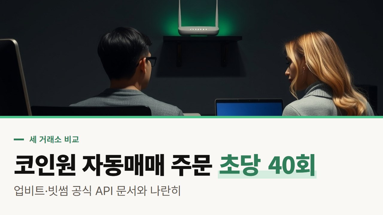 코인원 자동매매, 업비트·빗썸과 공식 API 문서로 비교한 요청 한도·인증·IP·주문 종류·수수료