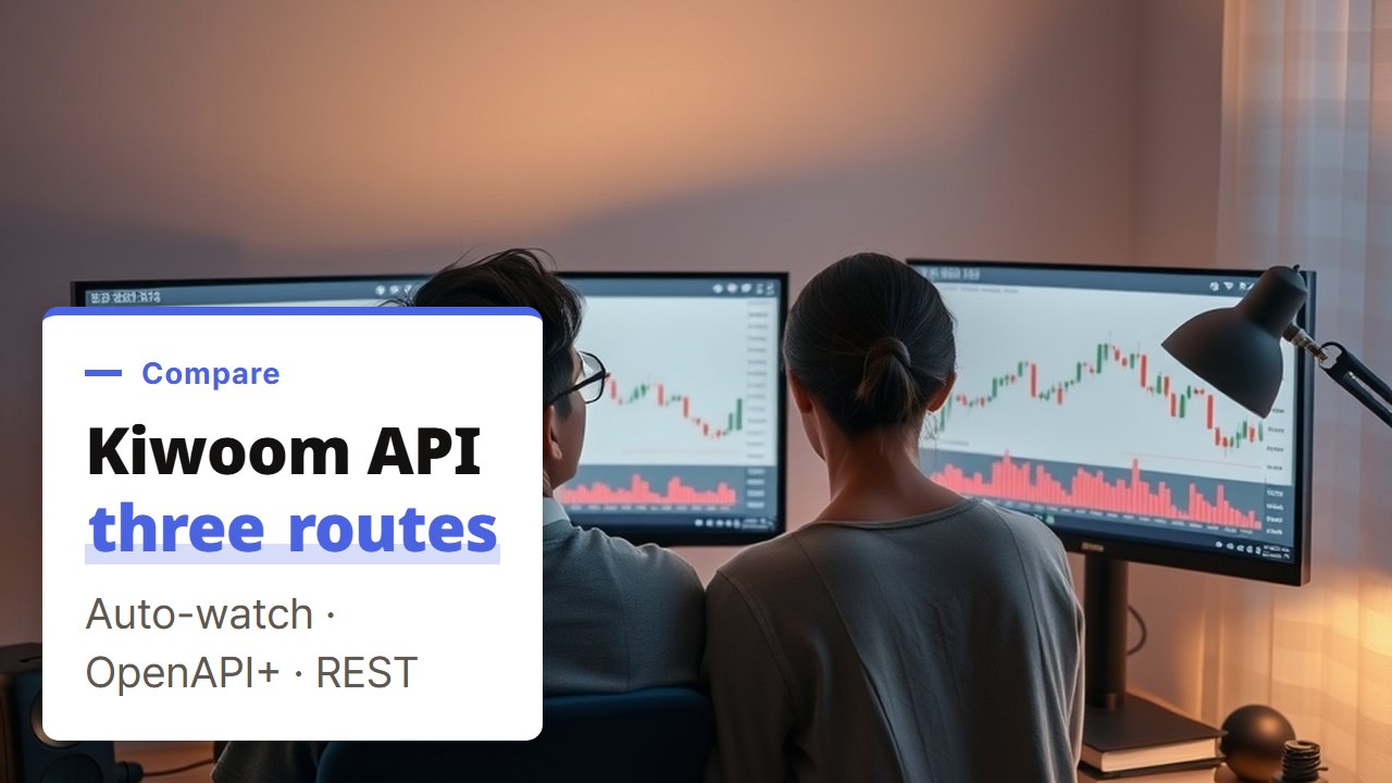 Kiwoom API for automated trading, Hero Moon auto-watch orders, OpenAPI+ and the REST API compared