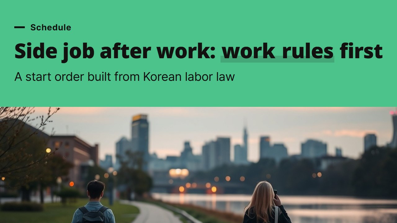 Side hustle after work in Korea, a start schedule from the work rules check to the first gig week, built on the law