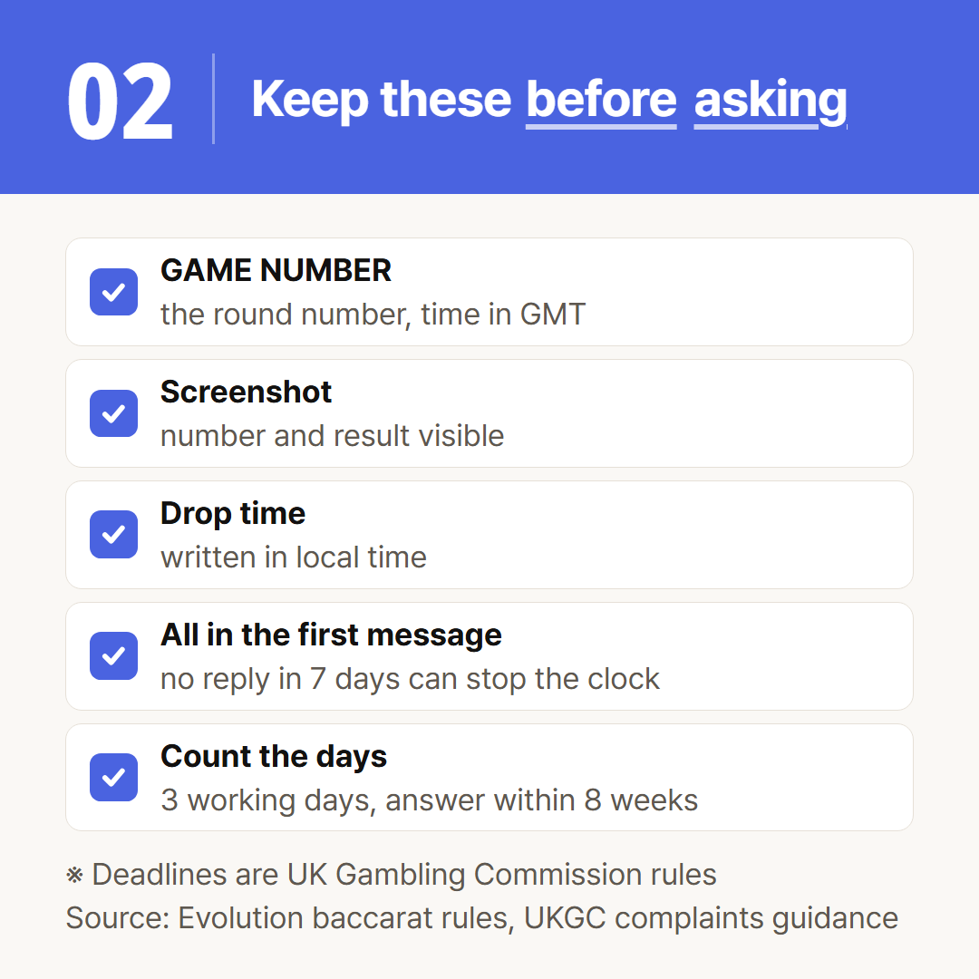 What to keep before sending a complaint, with the UK deadlines alongside.