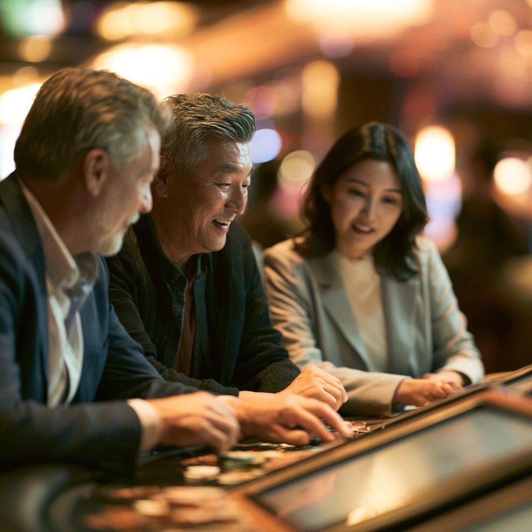 At an electronic table, each player bets on their own screen instead of with chips.